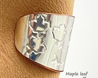 Canadian Maple Leaf, Ear Cuff, no piercing needed, silver ear cuff
