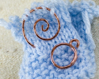 Copper tools that are both beautiful and functional, arthritis knitting rings, cable needles, cable pins