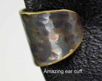 Minimalist ear cuff, non piercing ear jewelry, handmade from mid century silver crafted with a unique texture and patina, small ear cuff