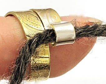 Original golden custom made tension ring for Knitting and Crochet by ItsVera, consistent stitches, less finger strain