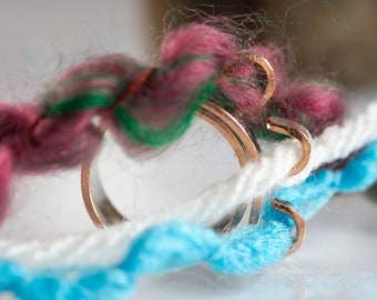 Original bespoke 3 loop knitting rings, crochet rings, knitting, yarn guide rings, unique silver rings, crochet rings, faire isle knitting