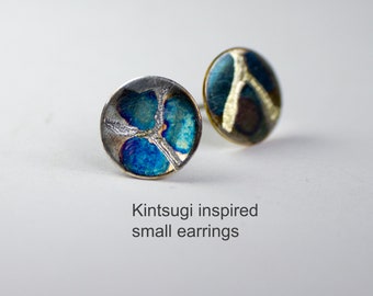 Kintsugi earrings are trending this season, Japanese broken pottery inspired earrings, vintage silver, earrings made using antique silver