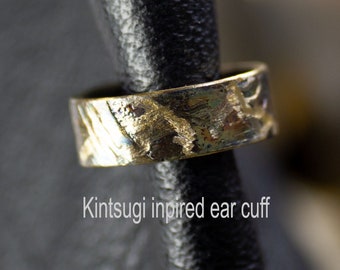 Kintsugi inspired ear cuff with colour patina, ear cuff is a conversation starter, silver ear cuffs, small earrings, birthday gift ideas