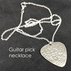 Guitar pick necklace on chain necklace makes a great gift for guitar players and musicians, music jewelry, great birthday gift ideas