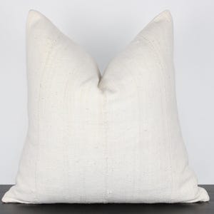 Handwoven African Mudcloth Pillow Cover – White Boho Cushion