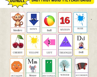 kids flashcards bundle, First word flashcards, Kids activity, Toddler Learning Cards, Early Vocabulary Builder, Preschool Activity cards