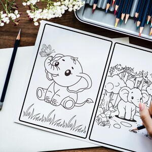 Safari coloring book, Jungle coloring pages for kids 150+, Wild animals coloring book, Safari themed coloring book, Printable coloring 
Bring the wild to life with this Safari Animals Coloring Book – perfect for kids and animal lovers! 🦁🦓🐘
This digital download includes 150+ unique coloring images featuring lions, giraffes, zebras, elephants, monkeys, and more. Designed 2 per page for easy printing and cutting, formatted in standard 11" x 8" inches PDF.