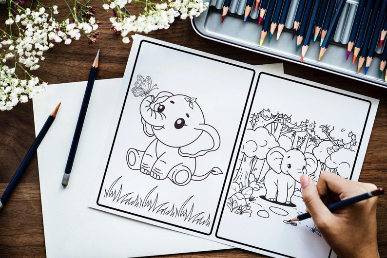 Safari coloring book, Jungle coloring pages for kids 150+, Wild animals coloring book, Safari themed coloring book, Printable coloring 
Bring the wild to life with this Safari Animals Coloring Book – perfect for kids and animal lovers! 🦁🦓🐘
This digital download includes 150+ unique coloring images featuring lions, giraffes, zebras, elephants, monkeys, and more. Designed 2 per page for easy printing and cutting, formatted in standard 11" x 8" inches PDF.