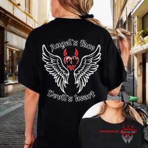 Angel t shirt, Angel wings t shirt,  Bleeding heart shirt, Angel devil t shirt, Angel personalized t shirt, Angel devil streetwear