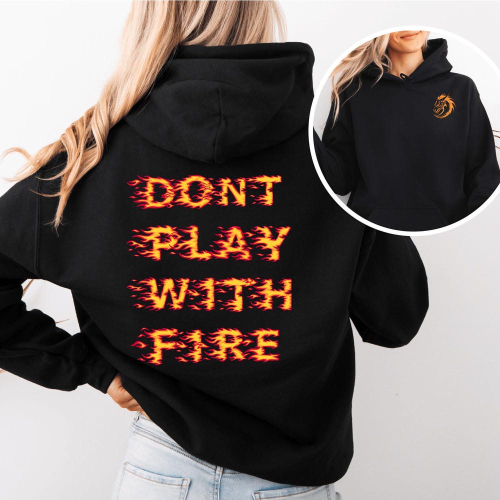 Streetwear Aesthetic Hoodie, Dragon Hoodie, Fire Hoodie, Dragon Hoodie, Gift For Reader, Grunge Hoodie, Graphic Hoodies, Hoodie Back Front, Looksy