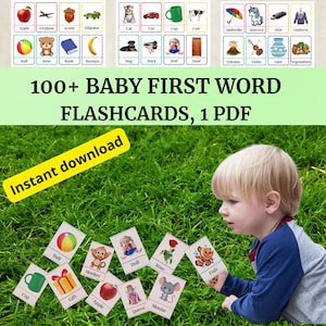 First Word Flash Cards, Kids educational activity, Montessori, Baby First Word Flashcards, Preschool Activity, Toddler First Word Flashcards