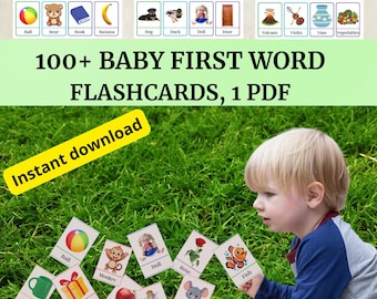 First Word Flash Cards, Kids educational activity, Montessori, Baby First Word Flashcards, Preschool Activity, Toddler First Word Flashcards
