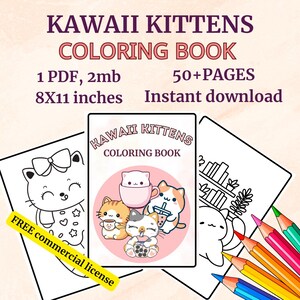 Kawaii Coloring Pages, Kawaii kittens coloring, kawaii pages, Cute Coloring Pages, Fun Coloring Pages, digi tal, colorful pages, colo rful