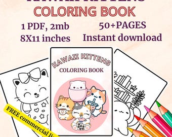 Kawaii Coloring Pages, Kawaii kittens coloring, kawaii pages, Cute Coloring Pages, Fun Coloring Pages, digi tal, colorful pages, colo rful