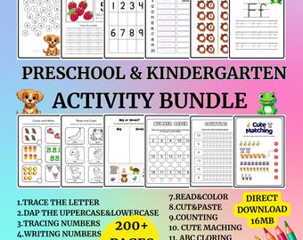 Activity Book for kids | +200 Printable worksheets | kids activities | Montessori book| kids activity pages, homeschool