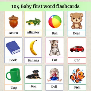 Kids flashcards, Educational Cards, Kids activity pdf, Montessori Cards, Vocabulary Builder, Kids Colors Alphabet, First word flash cards
Printable baby first word flashcards are a delightful way to support early learning through play. This set includes fun and colorful learning cards designed especially for toddlers who are beginning to explore new words. You will receive 1 PDF file as an instant download, ready to print at home. Each page includes 8 flashcards, making it simple to cut and use.