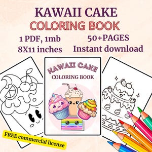 Kawaii Coloring Pages, Kawaii cake coloring, kawaii pages, Cute Coloring Pages, Fun Coloring Pages, digi tal, colorful pages, colo rful