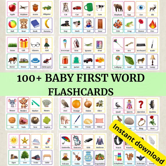 Kids flashcards, Educational Cards, Kids activity pdf, Montessori Cards, Vocabulary Builder, Kids Colors Alphabet, First word flash cards