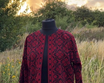 Palestinian Embroidered Jacket – Machine Stitch | Tatreez-Inspired Design