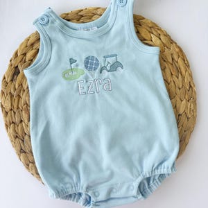 Adorable Golf Outfit for Baby Boys | Personalized Bubble Romper for Toddlers | Unique Golf Theme Baby Shower | Embroidered Sun Bubble