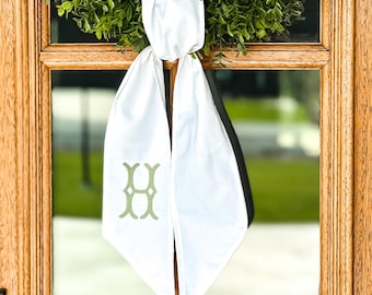Monogrammed Wreath Sash - Custom Embroidered Door Decor