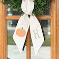 Preppy Polka Dot Pumpkin Fall Embroidered Wreath Sash