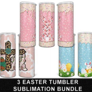 Ensemble de gobelets de Pâques PNG – Motifs festifs d'emballage de 20 oz pour sublimation et gobelets DIY