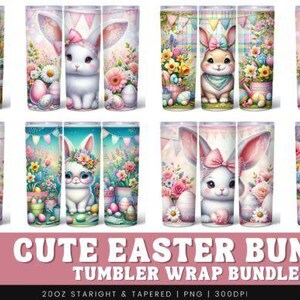 Niedliches Osterhasen-Becher-Bundle - Entzückende 20 Unzen PNG Sublimationsverpackungen für Becher & Trinkgefäße