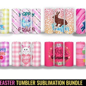 Ostern Tumbler Sublimationspaket - Niedliche 20 Unzen Skinny Tumble Wrap Designs für Frühlings- & Urlaubsgeschenke