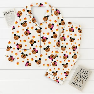 Halloween Mouse Pumpkin Pajamas Set, Mk Mn Mouse Homewear, Halloween WDW Cartoon Sleepwear, Cozy Loungewear, Cartoon Fan Gift