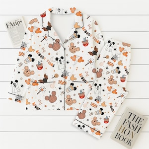 Halloween Pumpkin Mouse Ghost Pajamas Set,  WDW Cartoon Sleepwear, Halloween Mk Mouse Homewear, WDW Cartoon Fan Gift, Spooky Season Gift