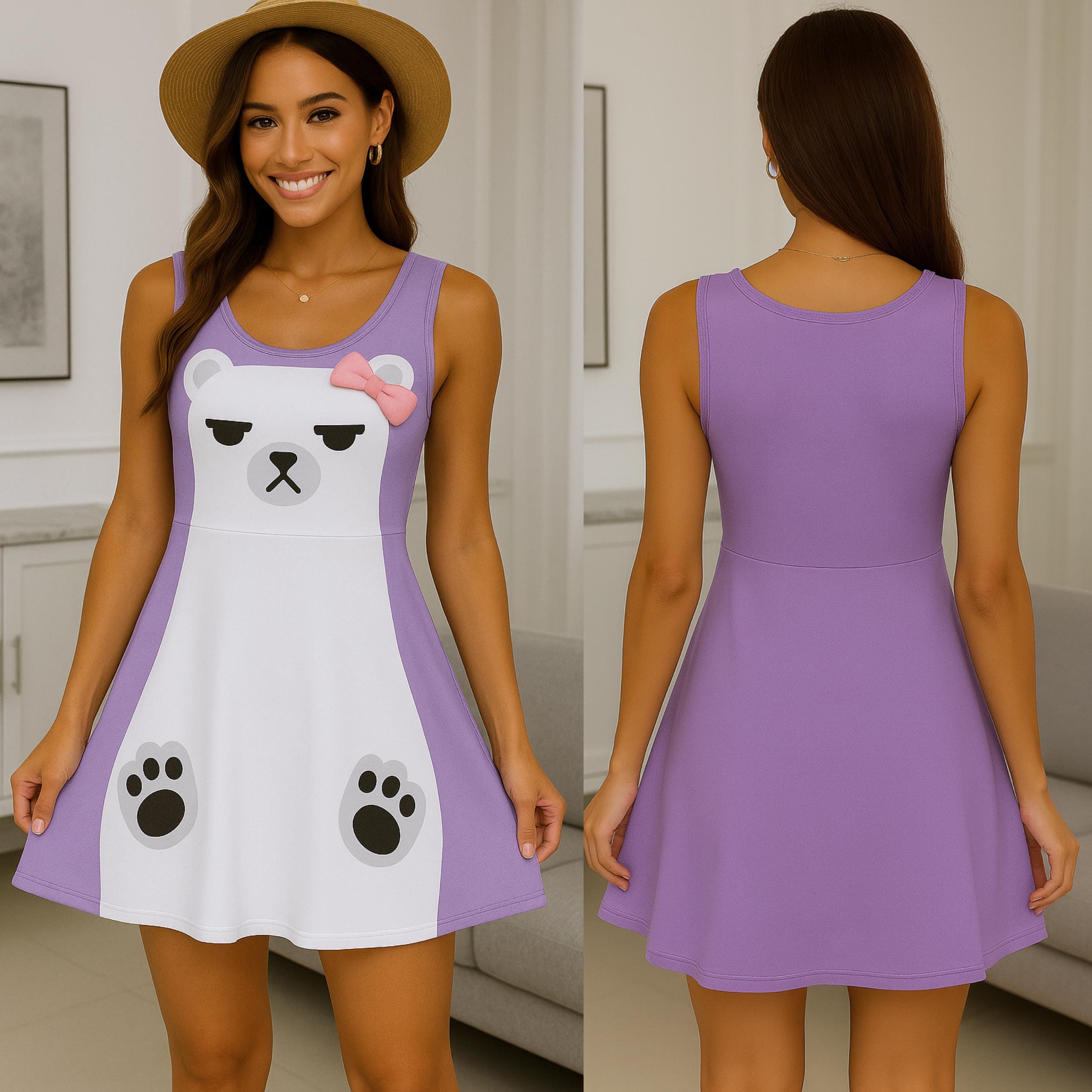 Discover Kpop Demon Hunter Cosplay Dress, Cute Anime Bear Dress With Bow, Huntrix Costume Outfit, Holiday Gift For Fans, Halloween Clothing