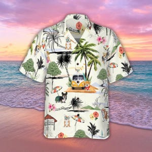 Corgi Hawaiian Shirt for Men and Women, Cute Corgi Dog Beach Shirt, Family Vacation Travel Gift, Summer Clothing for Pet Lovers