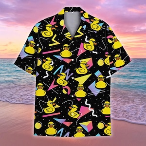 Camisa hawaiana de pato fresco para hombre y mujer, camisa hawaiana de pato tropical, camisa hawaiana de verano para playa, manga corta con botones, regalo para amantes de los patos
