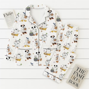 Halloween WDW Ghost Pajamas Set, Halloween Ghost Mouse Sleepwear, Cute Cartoon Homewear, Cozy Fall Nightwear, Trick Or Treat Pajamas