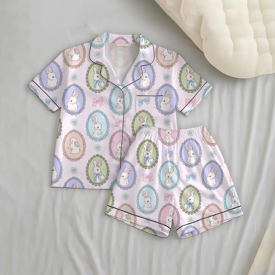 Pyjamas Rabbit Easter Bunny Pajamas Set, Cute Rabbit Sleepwear, Easter Women Pjm ...