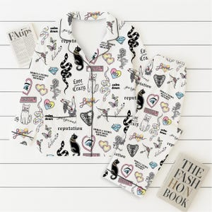 TS Songs Pajamas Set, Music Pajamas, Homewear For Lovers Music, Cozy Loungewear, Music Themed Sleepwear, Cute Matching Set