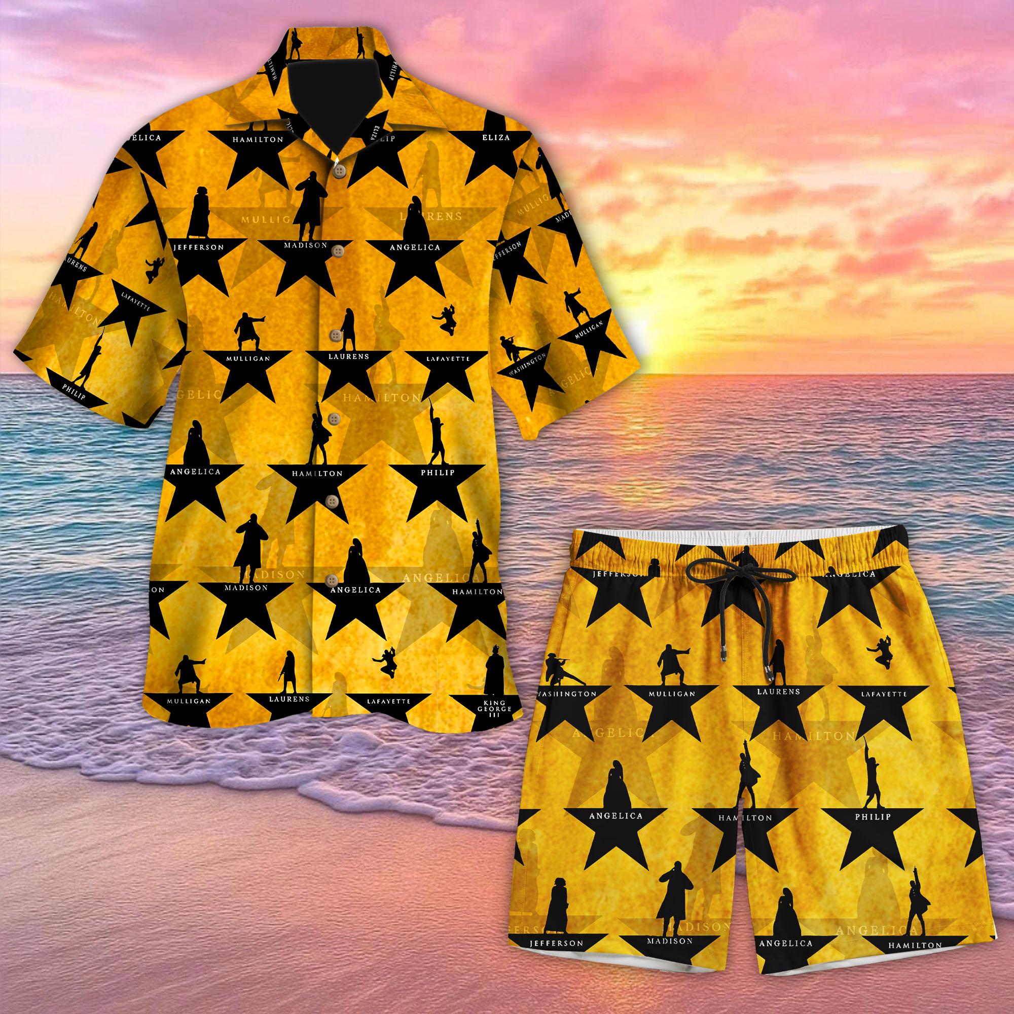 Discover Hamil-ton Musical Character Hawaiian Shirt and Short, Broadway Star Shirt, Musical Movie Button Up, Theater Fan Gift