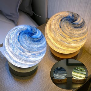 Custom Blue Galaxy Night Light, Star Glass Ball Night Lamp, Personalized Planet Light, LED Table Lamp, Space Desk Lamp, Nebula Bedside Lamp