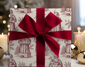 Rollo de papel de regalo navideño vintage con diseño de Papá Noel, papel de regalo navideño