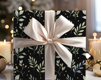 Papel de regalo floral elegante, rollo de papel estilo cottagecore, papel de regalo botánico