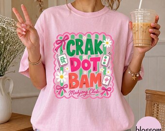 Camiseta del club de mahjong Crak Dot Bam, camiseta de mahjong Comfort Colors®, camiseta divertida para la noche de juegos de mahjong, regalo para los amantes del mahjong.