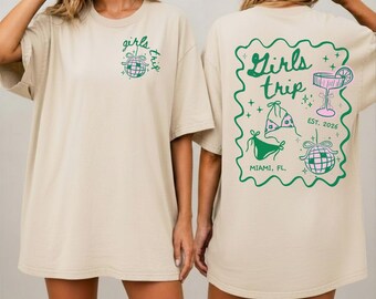 Camiseta gráfica Comfort Colors® para viaje de chicas, camiseta personalizada para grupo de mujeres para vacaciones 2026, camiseta personalizada a juego para el viaje de tus mejores amigas
