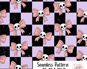 Diseño gótico pastel de Halloween: Calaveras con lazos PNG (Descarga digital)