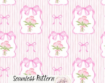 Pink Floral Seamlesss Pattern, Cottagecore Background, Repeat Pattern, Digital Paper, Instant Download