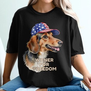 Comfort Colors Dachshund T-Shirts, 4th July T-Shirts, Wiener Dog Patriotic Tee, Independence Day Apparel, Dog Lover Gift, USA flag Pride Top