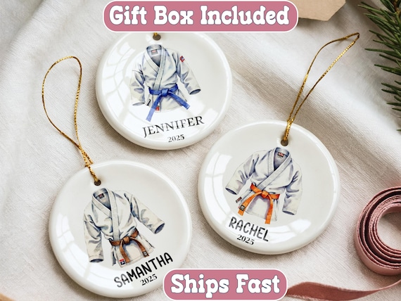 Karate Ornament Custom Martial Arts Christmas Ornament Gifts Kids Karate Black Belt Taekwondo Ornament Gift for Boys Men Girls Keepsake