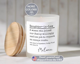 Daughter In Law Candle Gift for Daughter In Law Inlaw Birthday Mothers Day Bonus Daughter Hand Poured Soy Candle Gift from Mother In Law