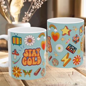 Retro Funky Pattern Mug, Vintage Style Coffee Mug, Colorful Psychedelic Art,  Groovy Retro Mug, Cool Nostalgic Mug, 70s 80s Aesthetic Mug