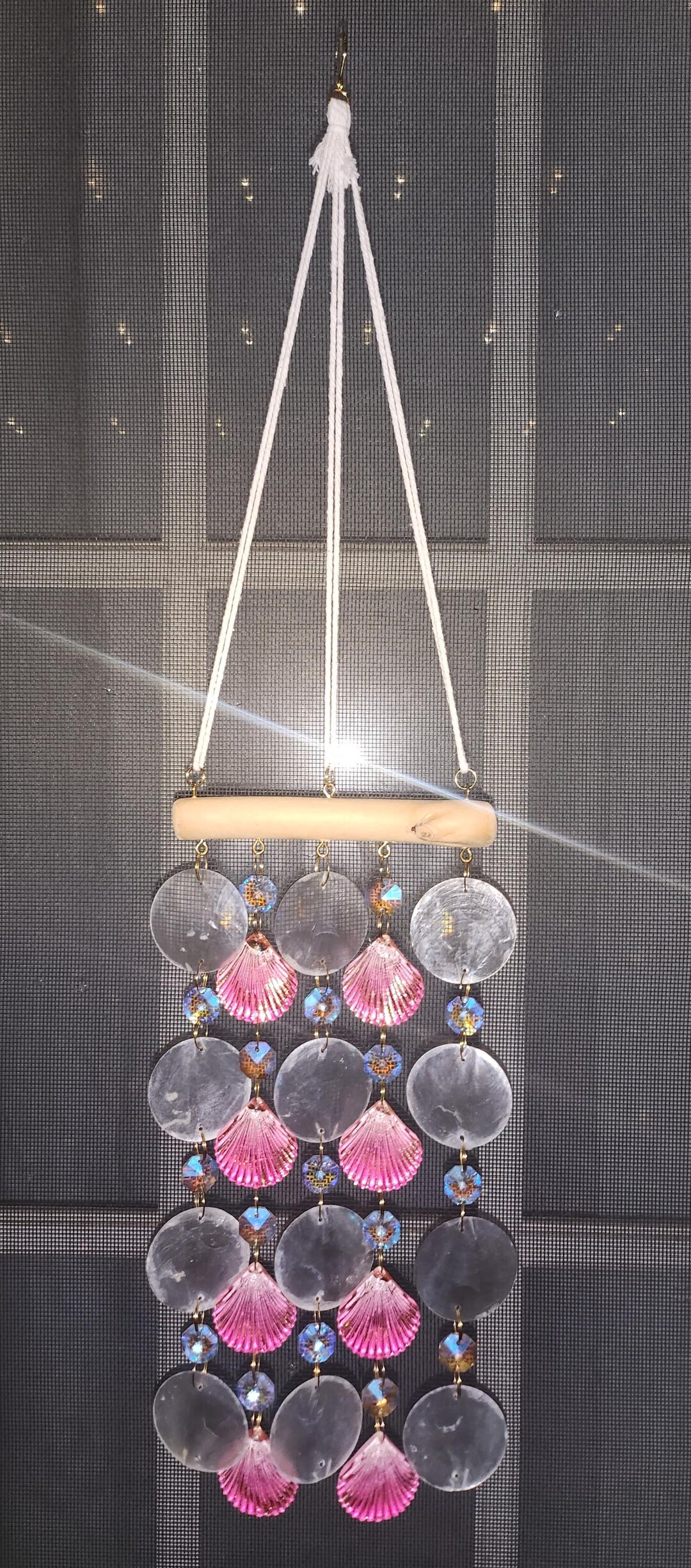 Driftwood Window Screen Hanger Suncatcher Windchime (pink) - Etsy
